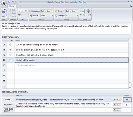 How to Enable Retake Quiz Option in Articulate Storyline?