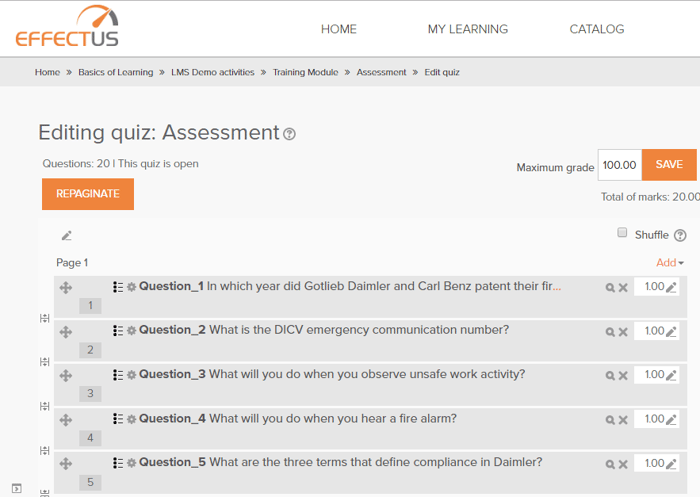 Randomization of Questions and Options