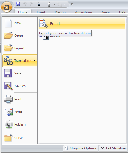 How to create translation template from Storyline