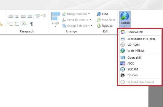 Select the desired publish option