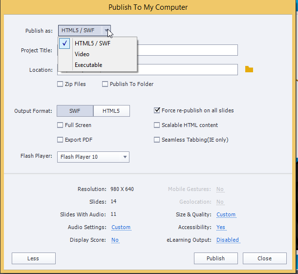 Publish to Computer 