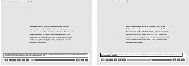 Text that is displayed in sync with audio
