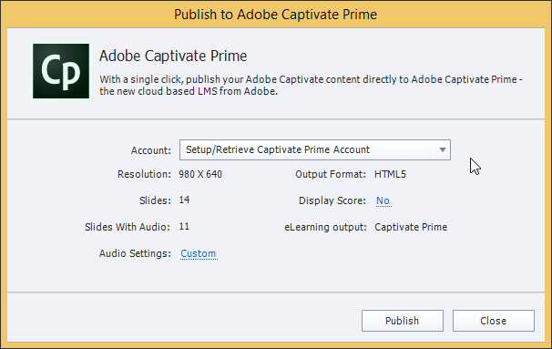 Publish to Adobe Captivate Prime