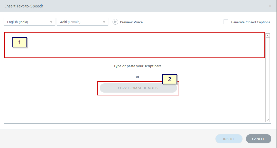Copy from Slide Notes option