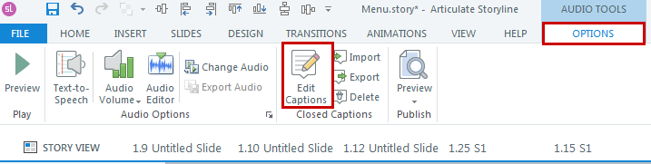 Edit Caption option