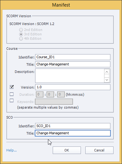 The Configure button to set the manifest file