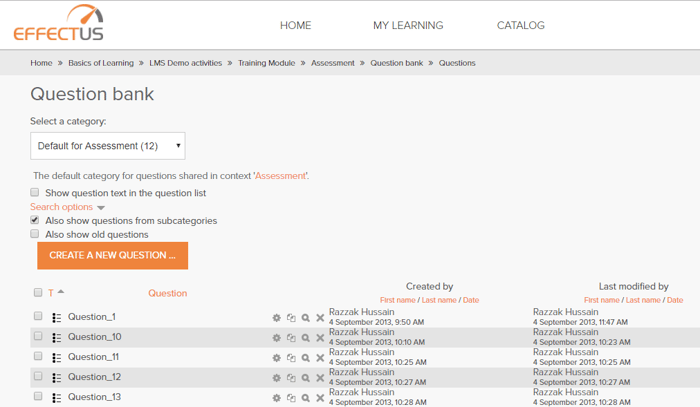 Question Bank and Categories