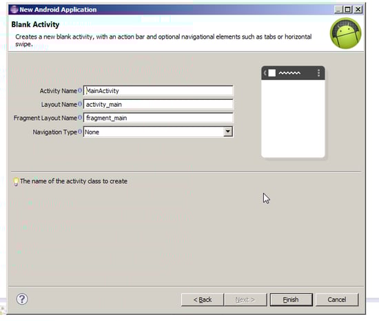 Activity Name Creation Screen