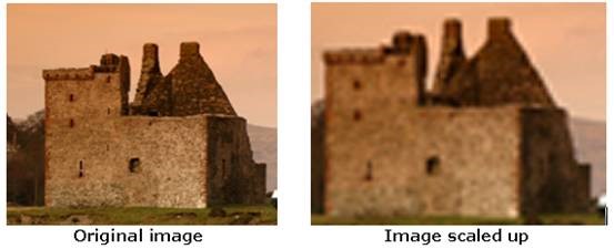 Actual vs scaled image