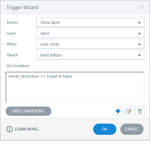 Add the navigation trigger to show the alert popup