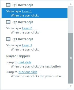 Add the show layer trigger to q1 q2 q3