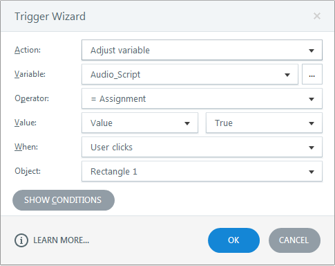 Adjust the variable audio script