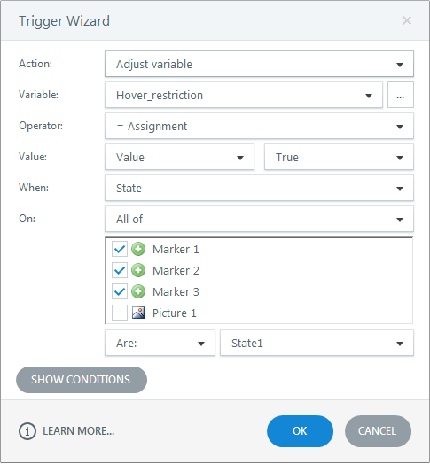 Adjust the variable to hover restriction