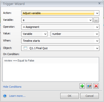 Adjust trigger variable