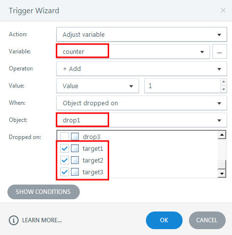 Adjusting a variable for tracking