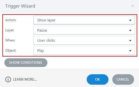 Assign a trigger to show layer