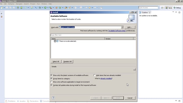 Available softwares screen
