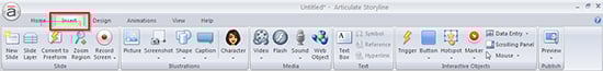 Click on the INSERT tab