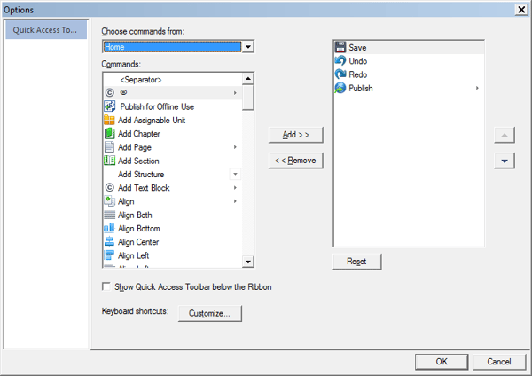 Click the customize button