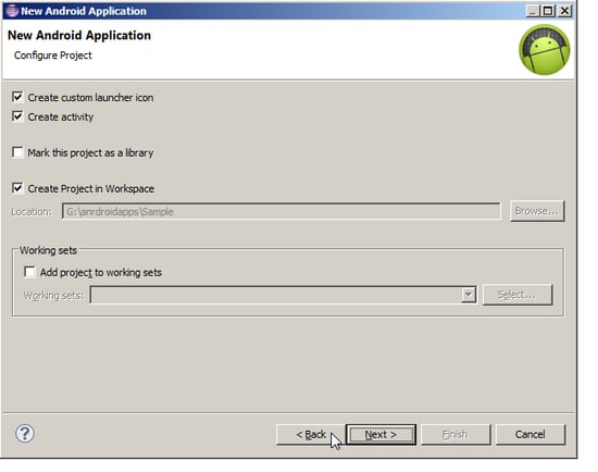 Configure Project Screen