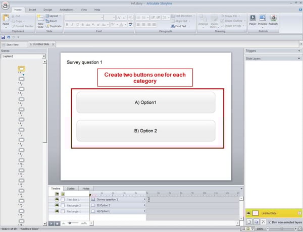 Create 2 buttons in question 1