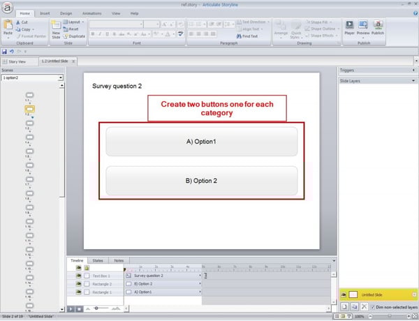 Create 2 buttons one for each category