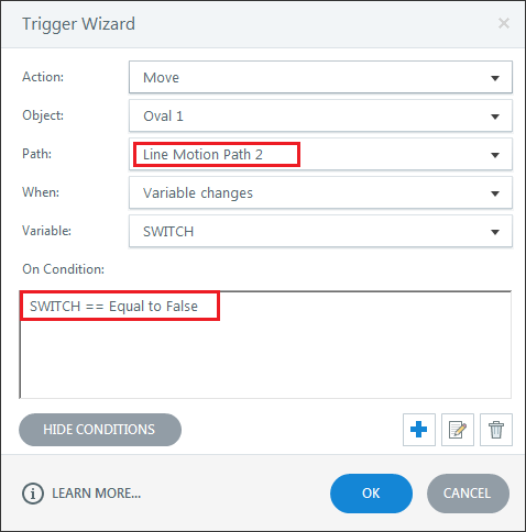 Create the trigger motion path varibale2