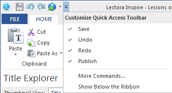 Customize quick access toolbar