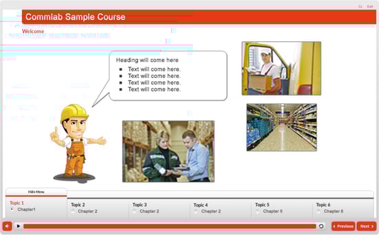 Customized menu when the learner wants to see the menu