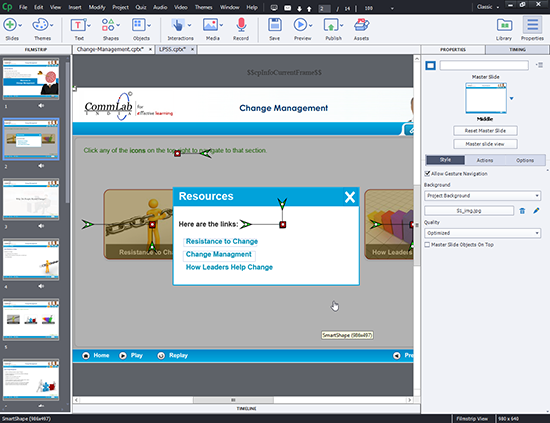 Displaying links in a pop-up window