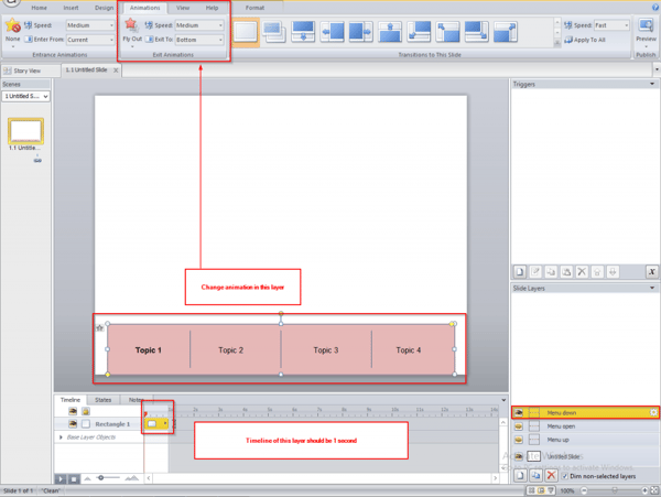 Duplicate the layer menu and change the animation