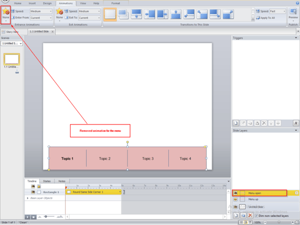 Duplicate the layer menu and remove the animation