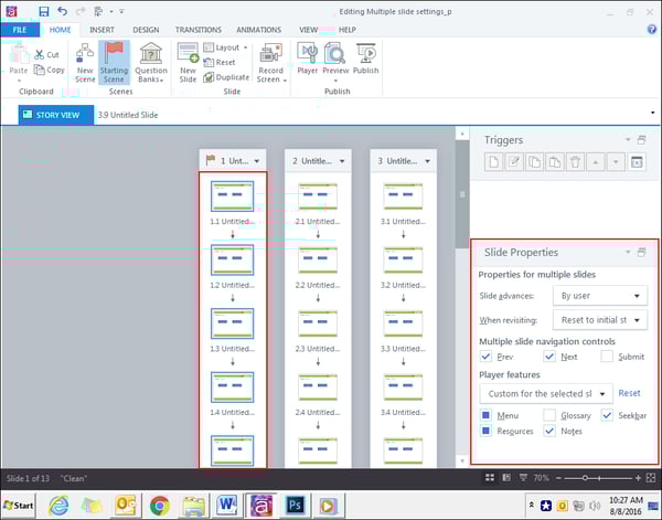 Edit individual slide properties