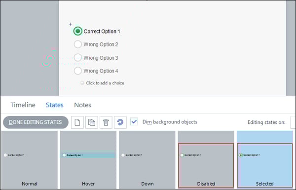 Edit the state of correct radio button