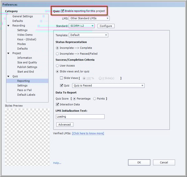 Enable reporting