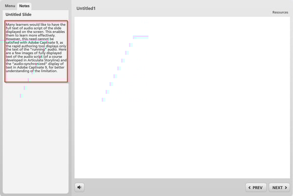 Fully displayed text of Articulate Storyline