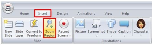 Go to insert and select zoom region