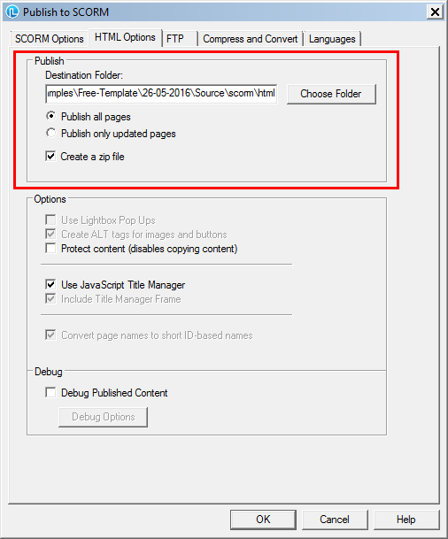 HTML setting options