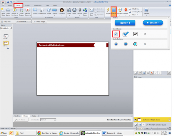 Insert checkboxes