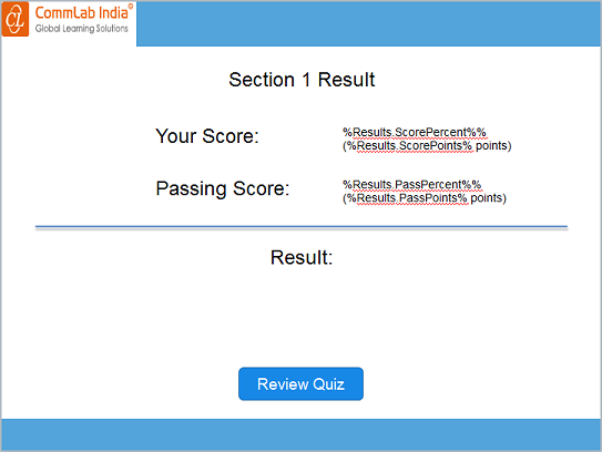 Insert individual section result slide