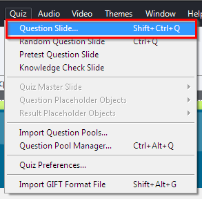 Insert quiz slide