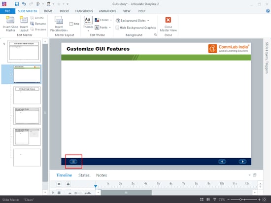 Insert the menu button in master slide Step 1