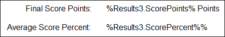 Insert the variables to display final score points