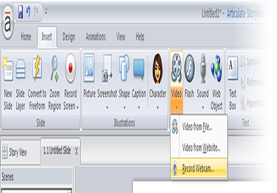 Insert Videos by Record Webcam