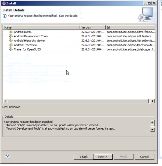 Install Details Screen
