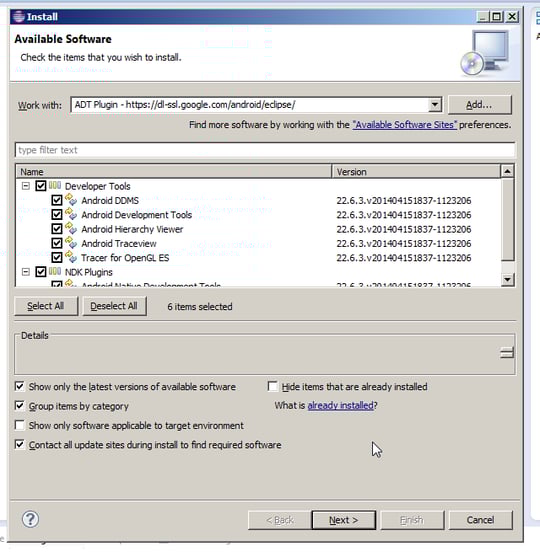 Installing Developer Tools Screen