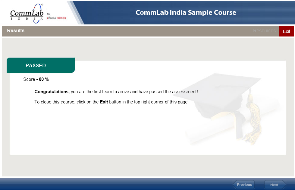 Learner scores more than 80%