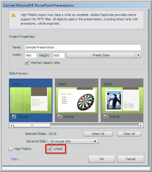 Link Powerpoint to Captivate