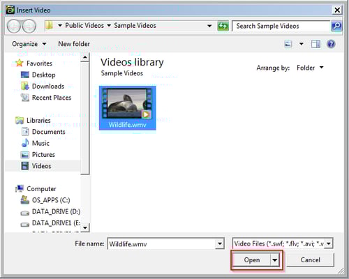 Open the sample video