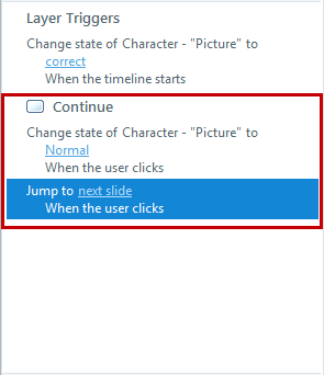 Order of continue button triggers